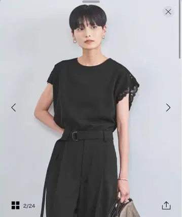 레이스 콤비 프렌치 슬리브 블라우스 UNITED ARROWS