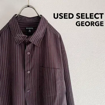 구제 의류 "GEORGE" 스트라이프 L/S 셔츠 (보르도)