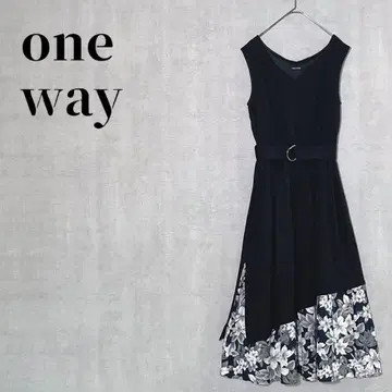 one way 슬리브리스 원피스 허리 마크 아지메 절개 꽃무늬