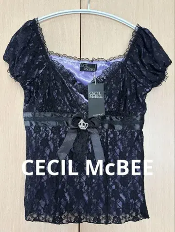 새상품 세실 맥비 CECI McBEE 블랙 레이스 상의