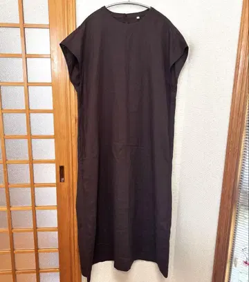 무인양품 MUJI 헴프 100% 세탁 가능한 프렌치 슬리브 원피스 XL