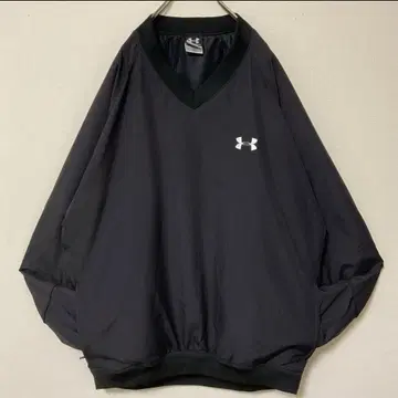 좋은 배색! UNDER ARMOUR 자수 로고 나일론 풀오버 자켓 블랙