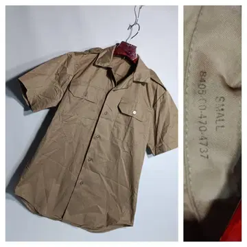 70년대 빈티지 PRB UNIFORMS 미군 오픈 카라 밀리터리 셔츠 S