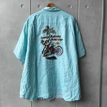 타미힐피거 Tommy Bahama 자수 바이크 린넨 셔츠