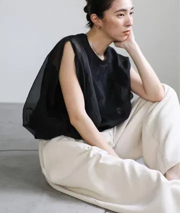 셀렉모카 이번 시즌 새상품 오간자 레이어드 상의