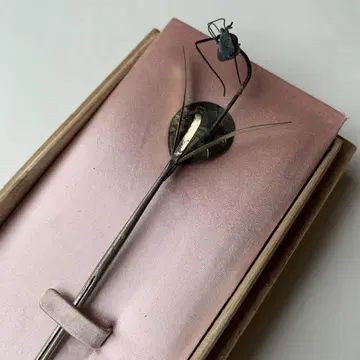 앤티크 금공 비녀 매미 부채 진품 나무 상자