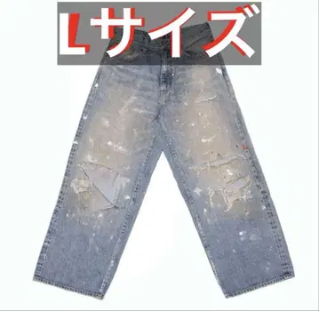 TSY 찢어진 와이드 스트레이트 데님 인디고