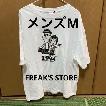 남성용 FREAK'S STORE 티셔츠 M 사이즈 화이트 반팔
