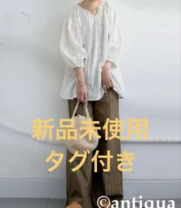 [새상품] antiqua 안티카 인도 면 자수 블라우스