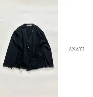 ANAYI 아나이 시어 라인 V넥 가디건 7부 소매