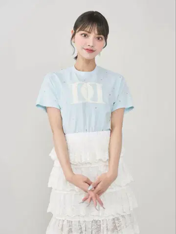 택 포함 새상품 다리치 퀼팅 아플리케 비쥬 티셔츠 색스