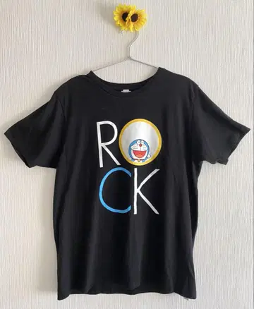 도라에몽 ROCK 통과 후프 T셔츠 XL 블랙 rockin'star