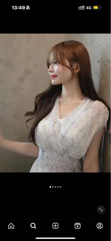frayid 라인 플라워 프린트 카슈 원피스 스카이블루