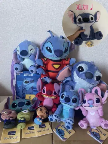 택 포함 새상품 12점 릴로 앤 스티치 세트 봉제 인형 세트 실사판