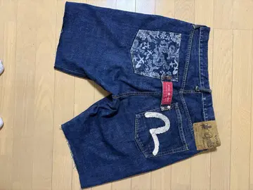 EVISU 데님 숏팬츠 드래곤 프린트 레어