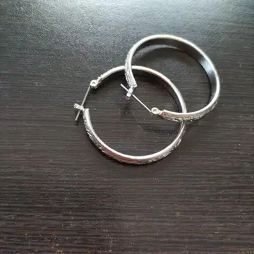 실버 후프 귀걸이 직경 약 3.5cm