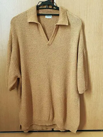 J.S. HOMESTEAD 카라 반팔 니트 브라운 M 사이즈