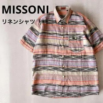 희귀 MISSONI 이탈리아제 린넨 셔츠 피암마토 패턴 정가 10만