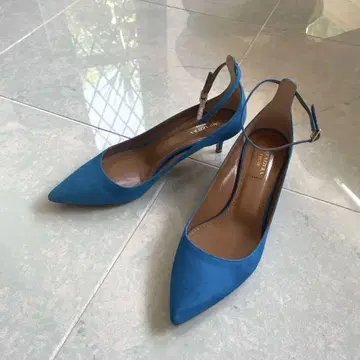 AQUAZZUR 스웨이드 스틸레토 앵클 스트랩 펌프스