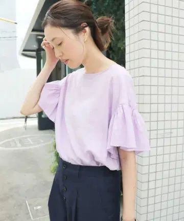 새상품급 SLOBE IENA 린넨 보트넥 개더 슬리브 블라우스