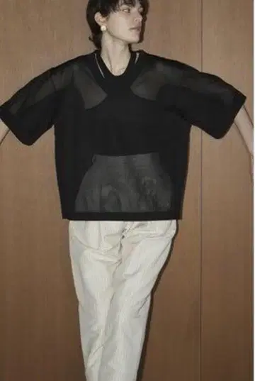 택 포함 미사용 새상품 CLANE SHEER VNECK KNIT TOPS