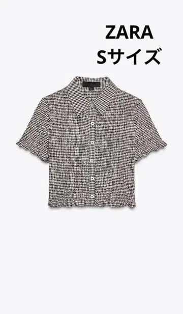 새상품 ZARA 크롭 깅엄 체크 셔츠 S 상의 체크