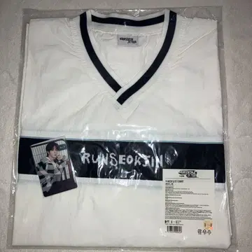 BTS RUNSEOKJIN JAPAN V넥 티셔츠 화이트 진 사이즈