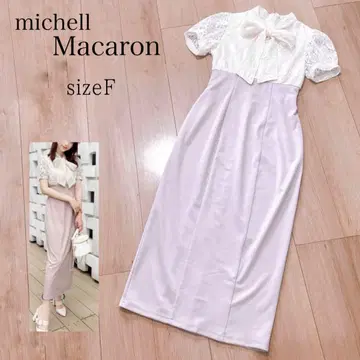 michell 마카롱 레이스 보타이 도킹 원피스