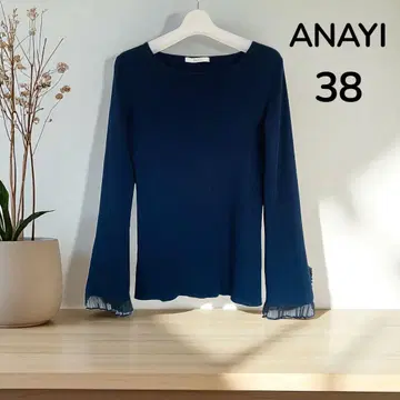 ANAYI 아나이 네이비 플레어 슬리브 상의 38