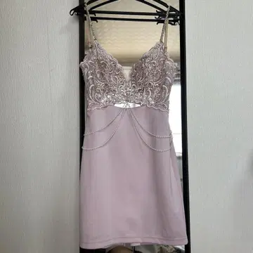 연보라색 비즈 자수 슬립 드레스
