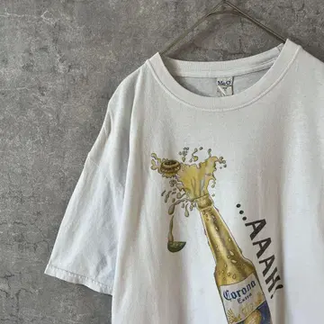 멕시코제 CORONA 맥주 티셔츠 반팔 화이트 남성용 L 사이즈