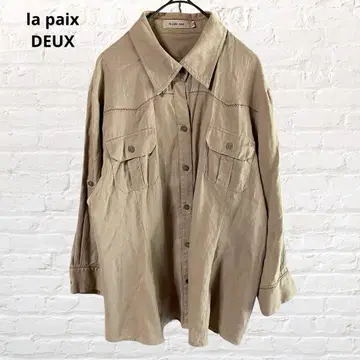la paix DEUX 긴팔 셔츠 티셔츠 겉옷 브라운 3L 빅 사이즈