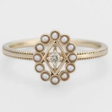아가트 K10YG 다이아몬드 시드 펄 반지 0.03ct