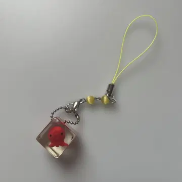 수족관 문어 큐브 스트랩 기념품 키링 헤이세이 레트로