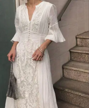 MEDI EMBROIDERY TULLE LACE DRESS 화이트 S