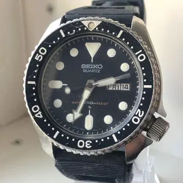 SEIKO 세이코 다이버 배터리 새상품 블랙 50m 방수 고무 벨트