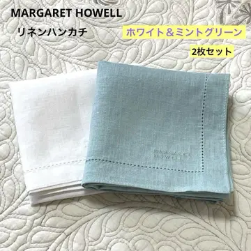 MARGARET HOWELL 린넨 손수건 자수 2장 세트
