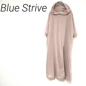 Blue Strive 후드 부착 베이지 티셔츠 원피스 M 슬릿