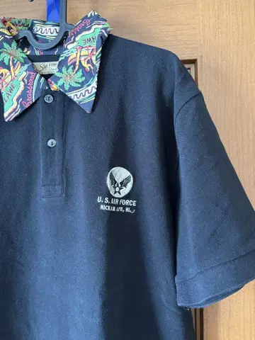 선서프 U.S. AIR FORCE 피케 셔츠 블랙 컬러풀 옷깃