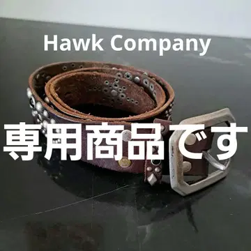 Hawk Company 천연 가죽 스터드 벨트 M 사이즈 짙은 갈색