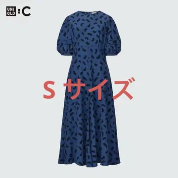 컨디션 최상 유니클로 C 유니클로 시 벌룬 슬리브 원피스 블루 S