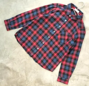 E hyphen world gallery 체크 셔츠 긴팔 레드 F