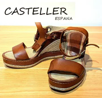 댓글 주목 CASTELLER 웨지솔 샌들 35 브라운 CASTELLER
