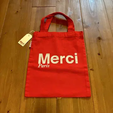 Merci 코튼 토트백 미니 레드 x 에크루