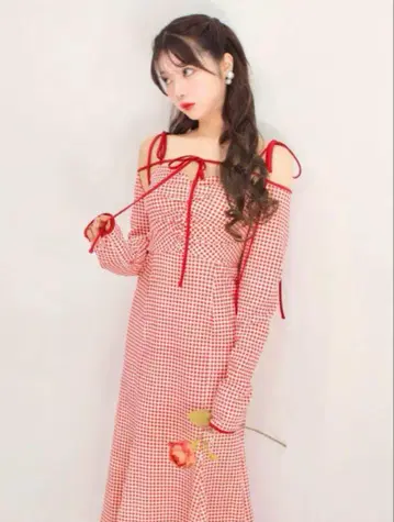 엠미에메 깅엄 체크 앙상블 롱 원피스