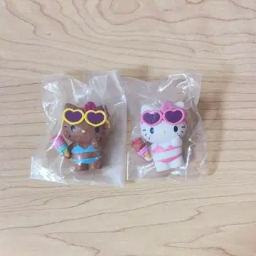 산리오 모두 함께 수영장 피규어 레어 일광화상 헬로키티 2개 세트