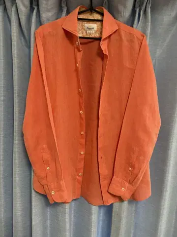 Gianmetto 슬림 핏 오렌지 꽃무늬 셔츠