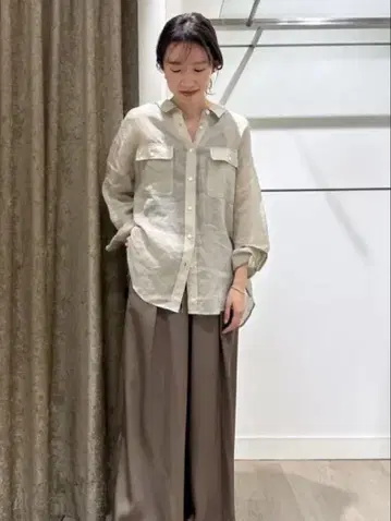 스트라 베이지 린넨 셔츠