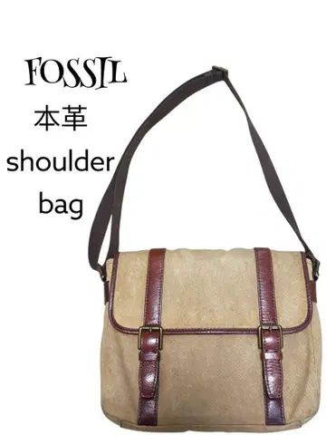FOSSIL 천연 가죽 숄더백 베이지