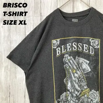 BRISCO 프린트 티셔츠 사이즈 XL 차콜 그레이 미국 빈티지 의류